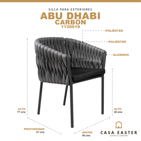 Silla de exterior e interior Abu Dhabi color carbón - 1130019