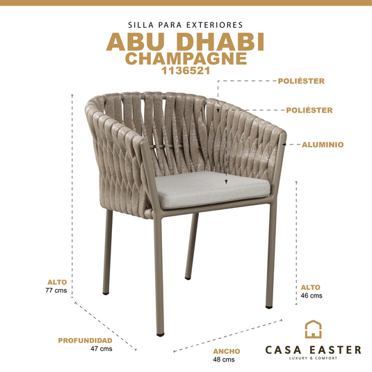 Silla de exterior e interior Abu Dhabi color champage - 1136521