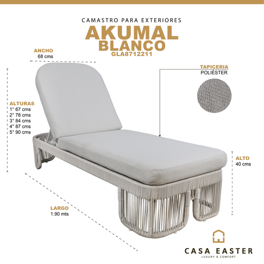 Akumal White Sun Lounger - GLA8712211