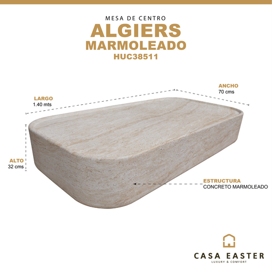 Mesa de Centro para interior  y exterior ALGIERS 1.4 M, estilo marmoleado - HUC38511