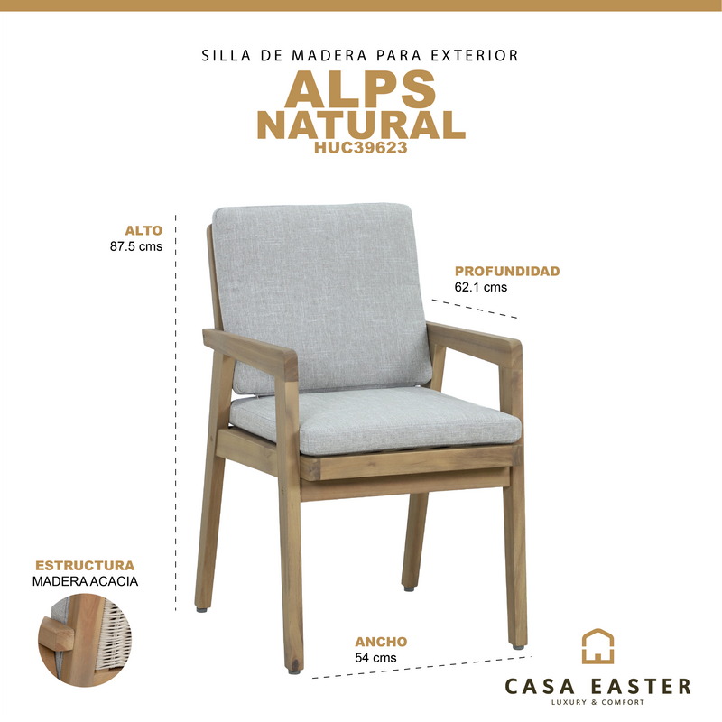Cargue la imagen en el visor de la galería, Silla de Madera ALPS color natural - HUC39623
