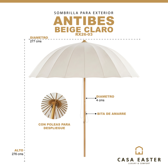 Sombrilla estilo pagoda ANTIBES color beige claro - RX26-03