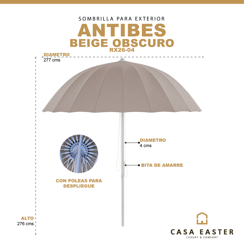 Load image into Gallery viewer, Sombrilla estilo pagoda ANTIBES color Beige Obscuro - RX26-04
