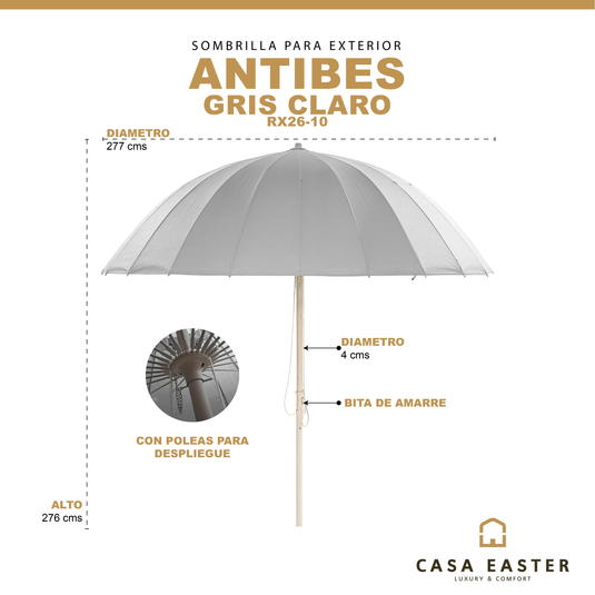 Sombrilla estilo pagoda ANTIBES color Gris claro - RX26-10