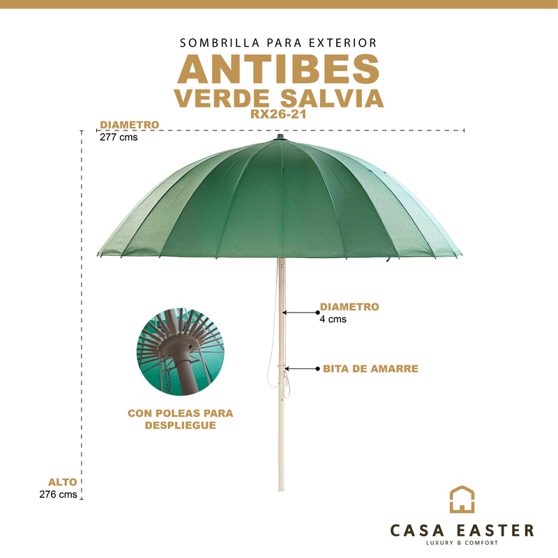 Load image into Gallery viewer, Sombrilla estilo pagoda ANTIBES color Verde Salvia - RX26-21
