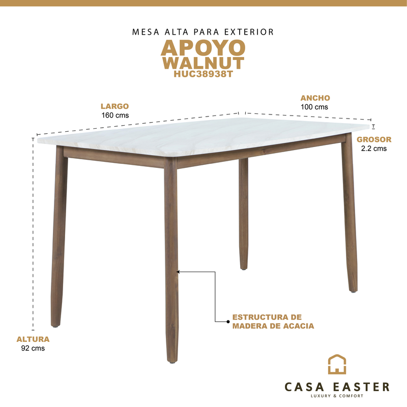 Cargue la imagen en el visor de la galería, Mesa alta de madera 1.6M APOYO de exterior e interior - HUC38938B

