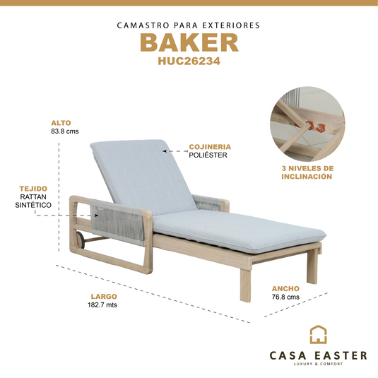 Camastro de madera Baker color natural - HUC26234