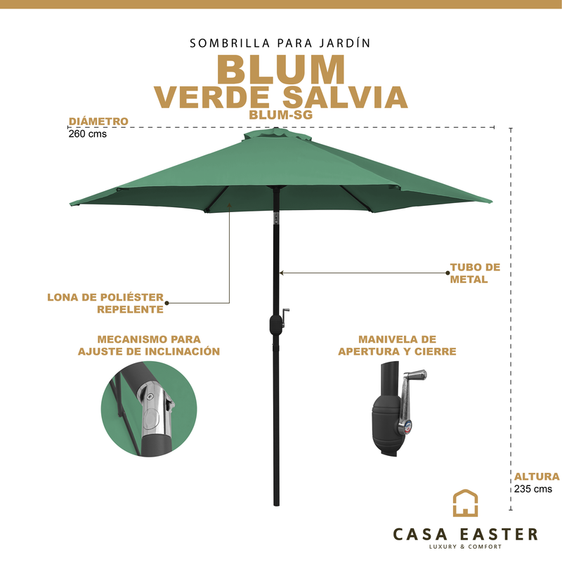 Load image into Gallery viewer, Blum Garden Umbrella with Tilt Angle, Light Grey - S-212-GRLIGHT 
