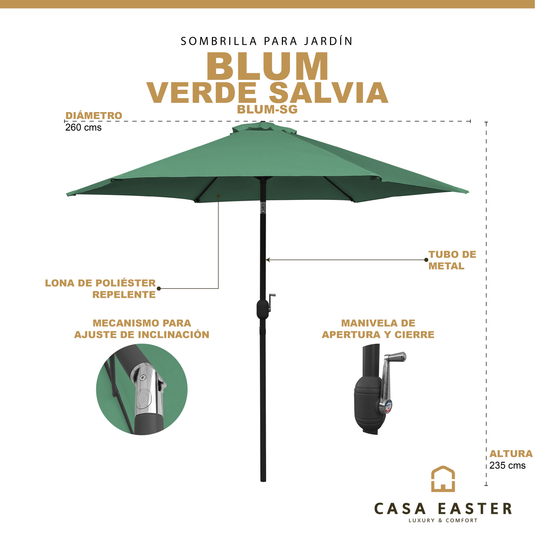 Blum Garden Umbrella with Tilt Angle, Light Grey - S-212-GRLIGHT 