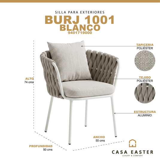 BURJ 1000-ZF4004 Beige Outdoor and Indoor Loop Chair