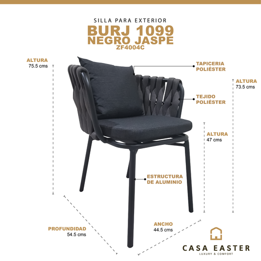 Silla  de Lazo para Exterior e Interior Color Negro/Gris BURJ 1099-ZF4004C