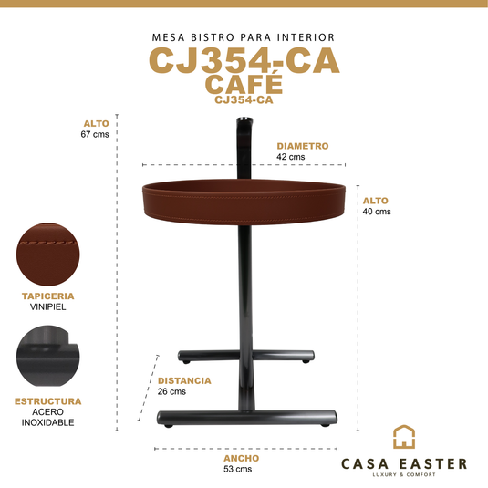 Mesa Bistro CJ354 de Interior con piel sintética color café - CJ354-CA