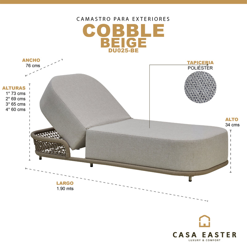 Cargue la imagen en el visor de la galería, Camastro de Aluminio COBBLE de Olefina color Beige - DU025-BE

