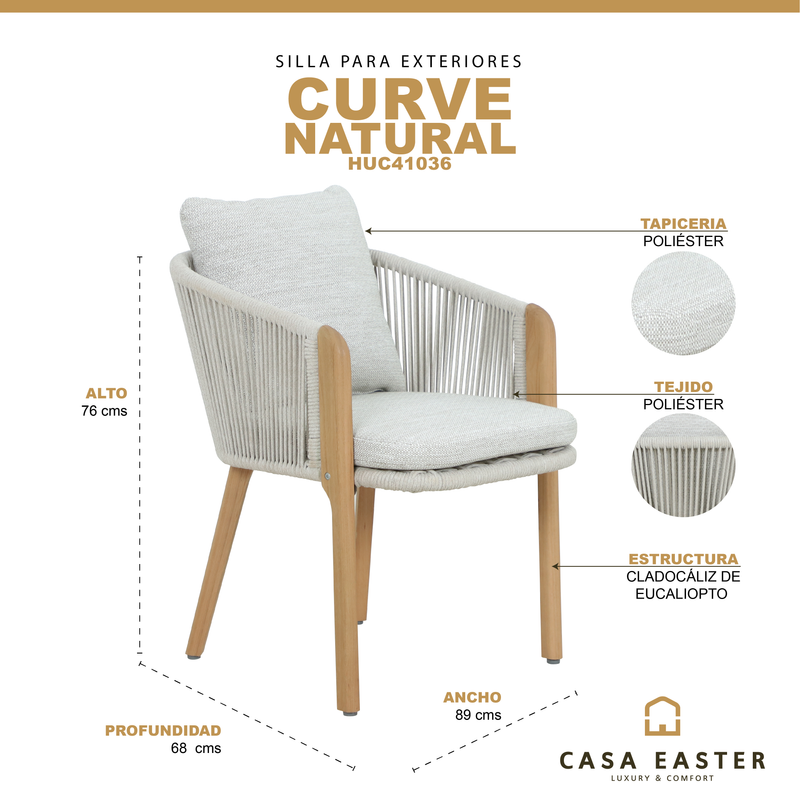 Cargue la imagen en el visor de la galería, silla de comedor Curve de madera - HUC41036
