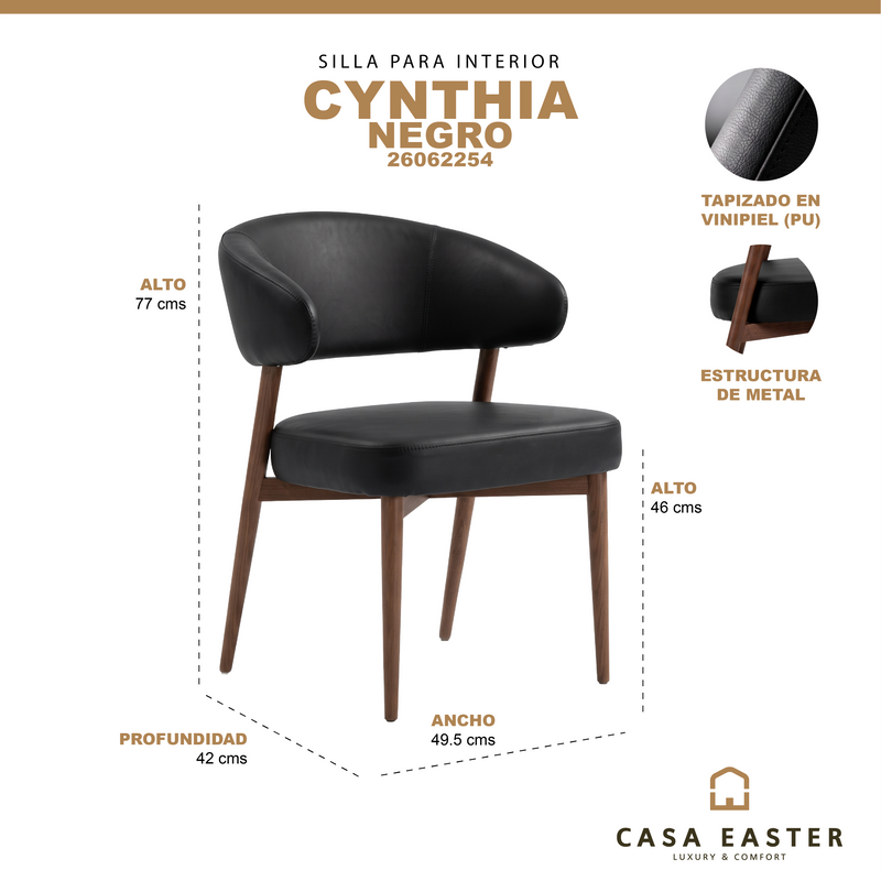 Cargue la imagen en el visor de la galería, Silla de Interior Cynthia color Negro - 26062254
