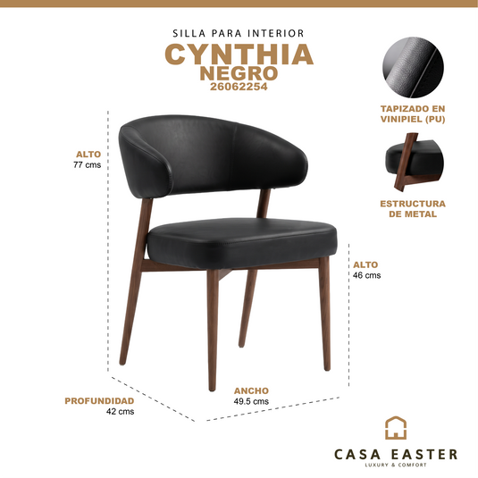 Silla de Interior Cynthia color Negro - 26062254