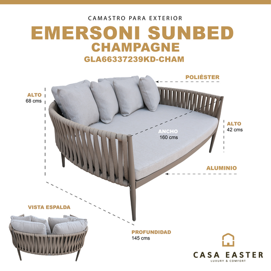 Camastro Emersoni de aluminio color Champagne - GLA6337239KD-CHAM