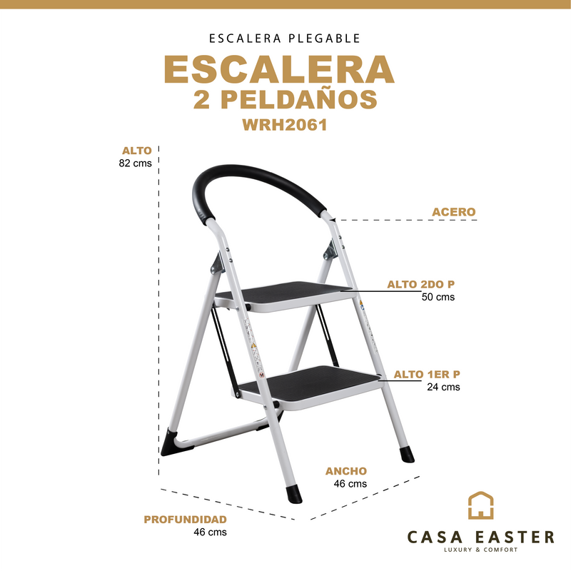 Cargue la imagen en el visor de la galería, Escalera de acero de 2 peldaños - WRH2061

