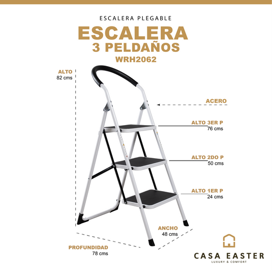 Escalera de acero de 3 peldaños - WRH2062