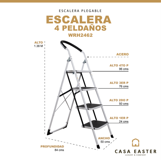 Escalera de acero de 4 peldaños - WRH2462