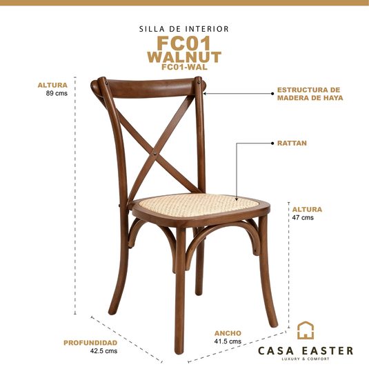Cross wooden indoor chair, black - XN6043BLACK