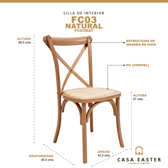 Silla de madera para interior FC03 color Natural - FC03NAT