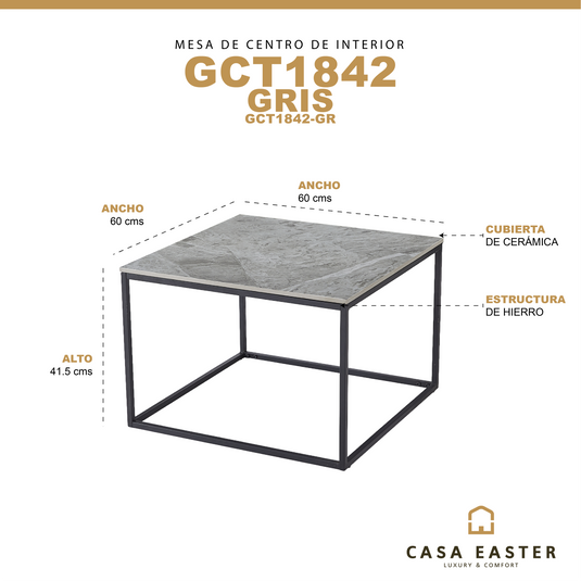 Mesa de centro  60 cm Victor / New Italy color gris - GCT1842-GR - 2401472