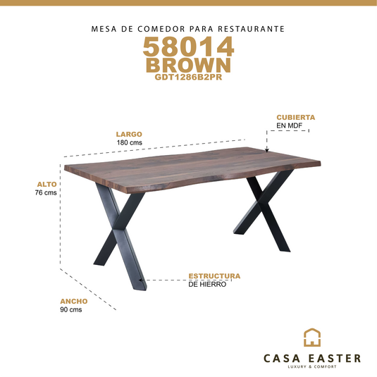 Indoor Dining Table 1.8M 58014 Brown - GDT1286B2PR