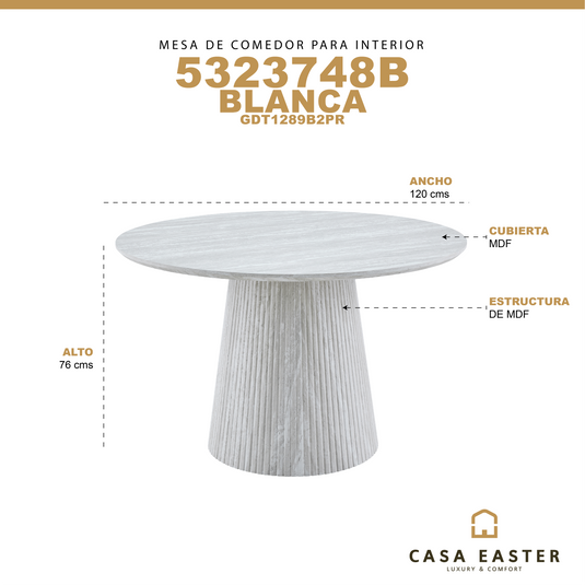 Mesa de comedor de interior 1.2 M SKY 533748B color blanco - GDT1289B2PR