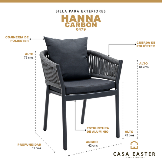 Silla de aluminio Hanna 0479 color Carbón - 0479