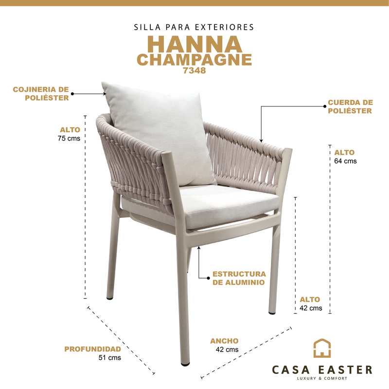 Cargue la imagen en el visor de la galería, Silla de aluminio Hanna 7348 color champagne - 7348
