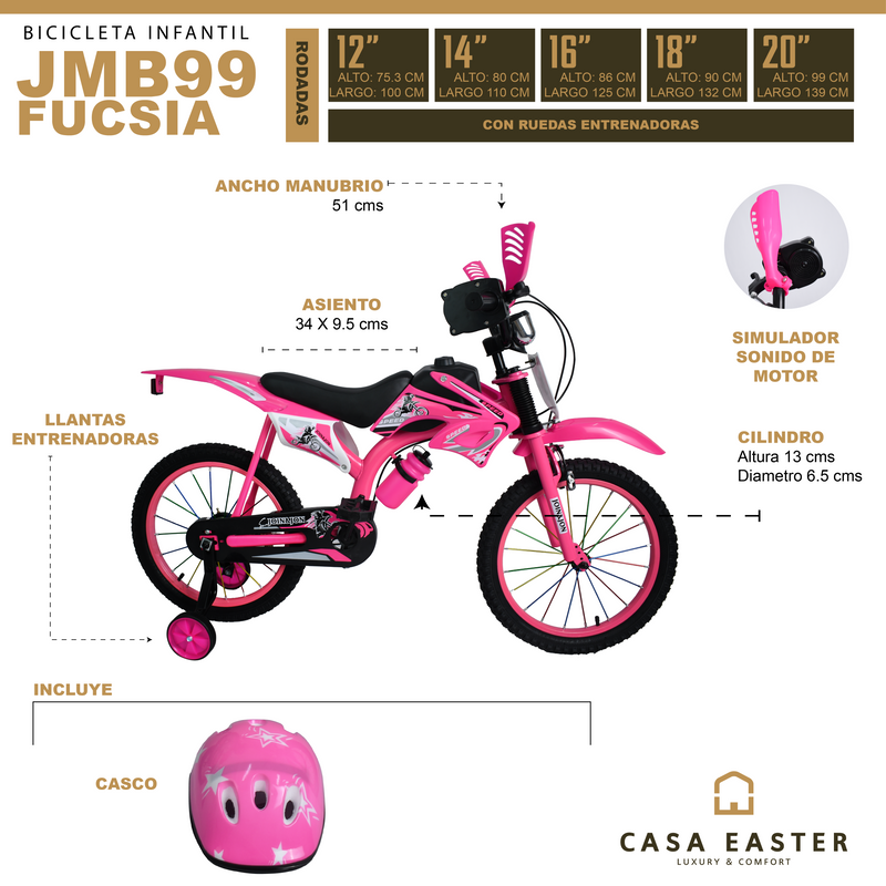 Cargue la imagen en el visor de la galería, Bicicleta de 18&quot; JMB99 color FUCSIA - JMB9918-FUC
