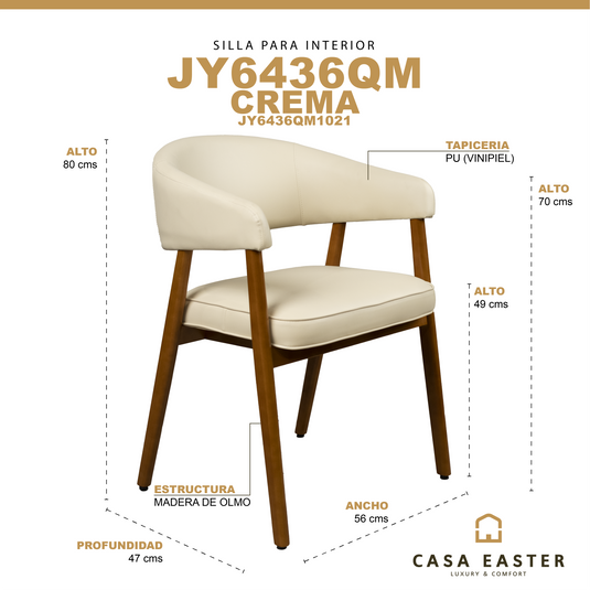 Silla de interior de madera 1021 color crema - JY6436QM1021