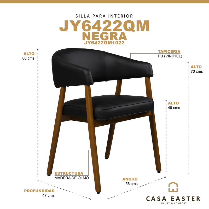 Cargue la imagen en el visor de la galería, Silla de interior de madera 1022 color Negro - JY6422QM1022
