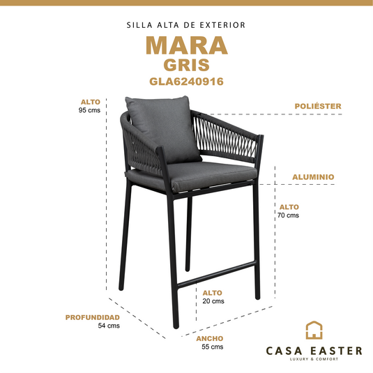 Silla alta MARA color Carbón - GLA6240916