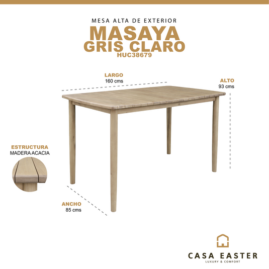 Mesa alta de madera  MASAYA 1.6M color natural - HUC38679