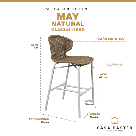 Silla alta MAY color natural - GLA6344116KD