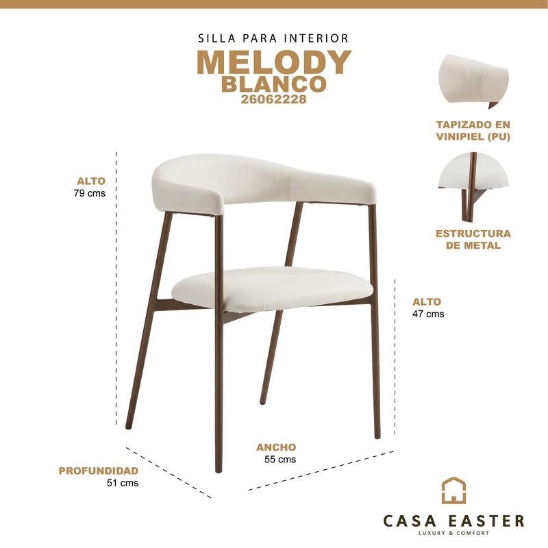 Cargue la imagen en el visor de la galería, Silla de Interior Melody color blanco - 26062228
