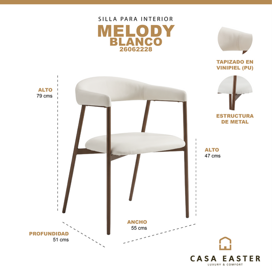Silla de Interior Melody color blanco - 26062228