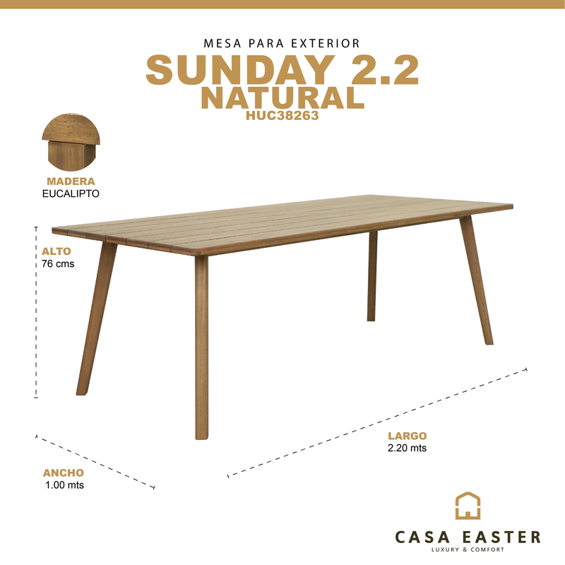 Cargue la imagen en el visor de la galería, Mesa de comedor Sunday 2.2M de madera - HUC38263
