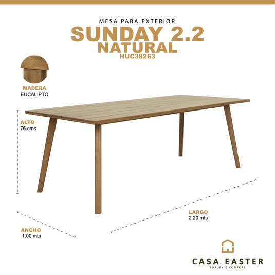 Mesa de comedor Sunday 2.2M de madera - HUC38263