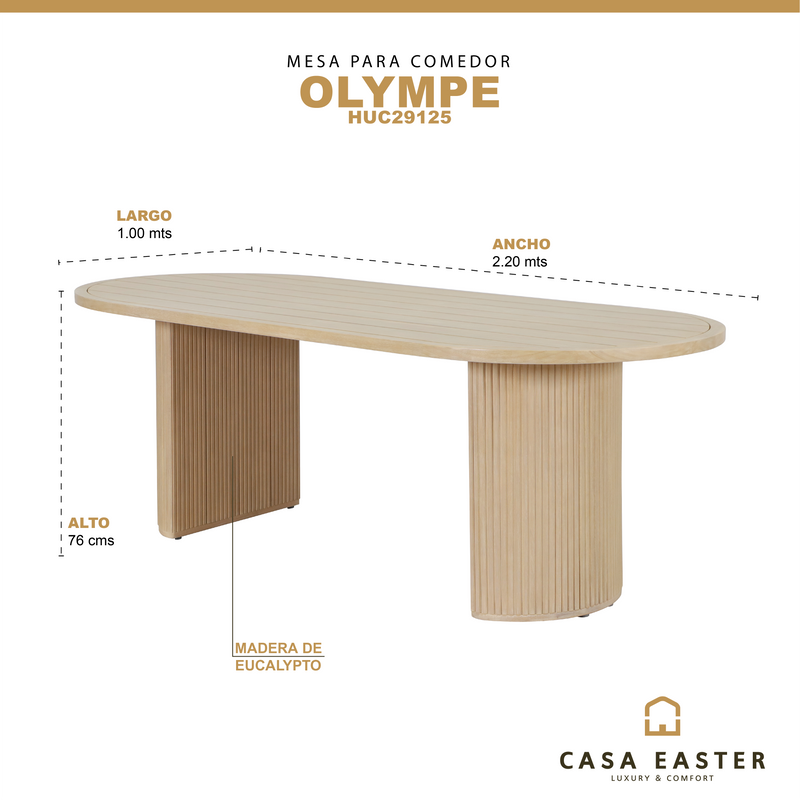 Cargue la imagen en el visor de la galería, Mesa de Comedor Olympe 2.2M Color Beige - HUC29125
