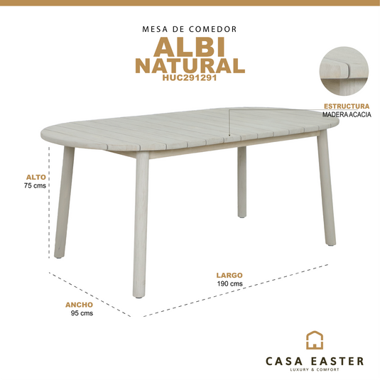 Mesa de comedor Albi 1.9M de madera - HUC291291