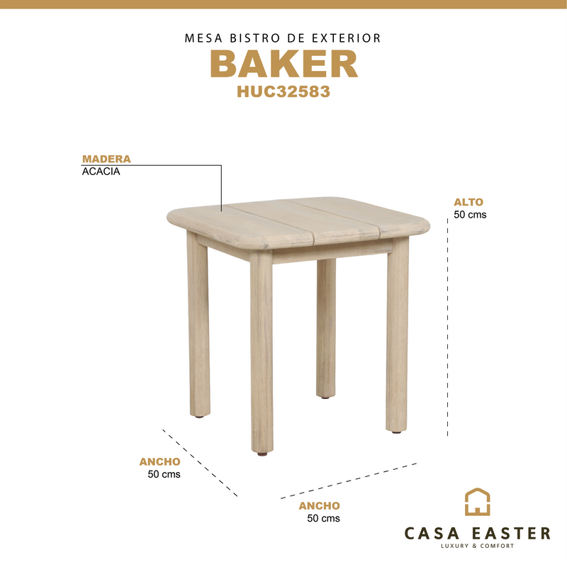 Cargue la imagen en el visor de la galería, Mesa Bistro Baker 50cm de madera color natural - HUC32583
