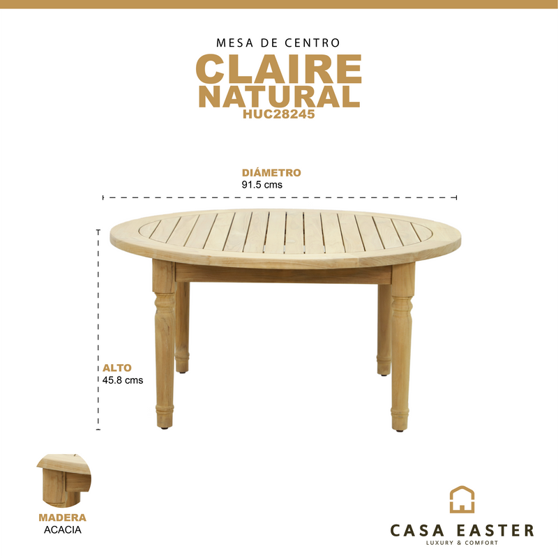 Cargue la imagen en el visor de la galería, Mesa de centro Claire 91.5 cm de madera - HUC28245
