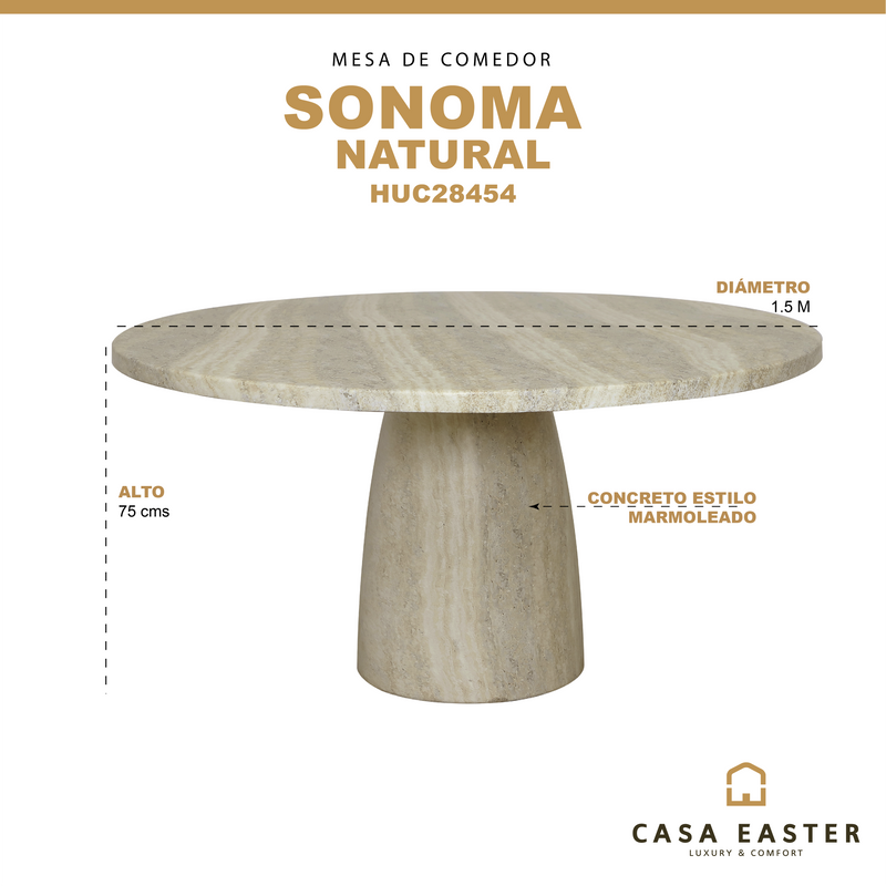 Load image into Gallery viewer, SONOMA 1.5M Round Indoor/Outdoor Dining Table, Marble Style - HUC28454
