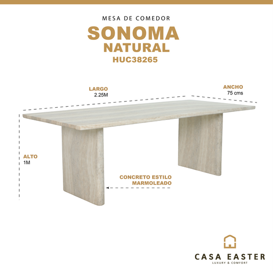 Mesa de comedor para interior y exterior SONOMA rectangular 2.25M estilo marmoleado - HUC38265