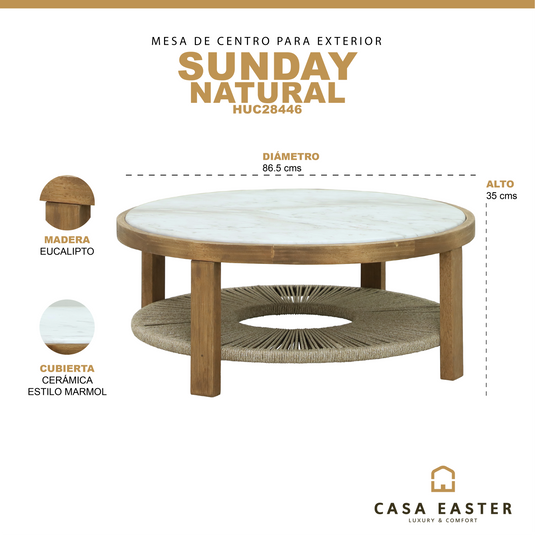 Mesa de centro Sunday 86.5 cm de madera para exterior color Natural - HUC28446