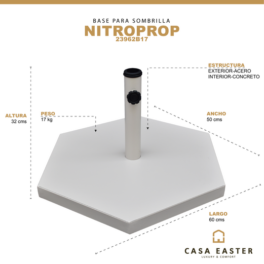 Base para sombrilla Nitroprop color blanca - 23962B17
