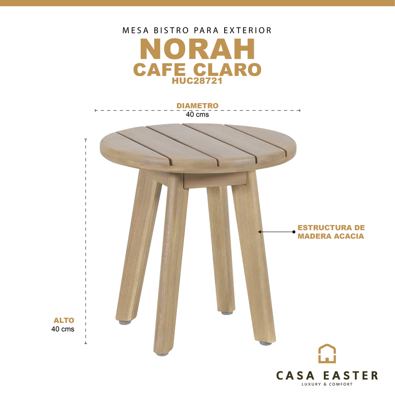 Load image into Gallery viewer, Mesa bistro de madera 40cm Norah para exterior color natural - HUC28721
